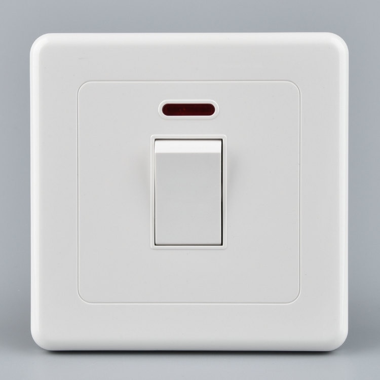 25A Double Pole Standard Electric Wall Plate Switch with Neon for Electric Heater Cooker