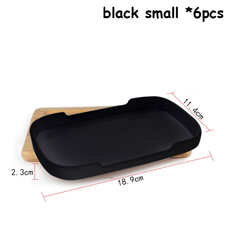 Rectangle Plates Colorful Trays Food Containers Korean Restaurant Roast Vegetable Cafe Kitchen Utensils Christmas Tableware 6pcs: Black Small
