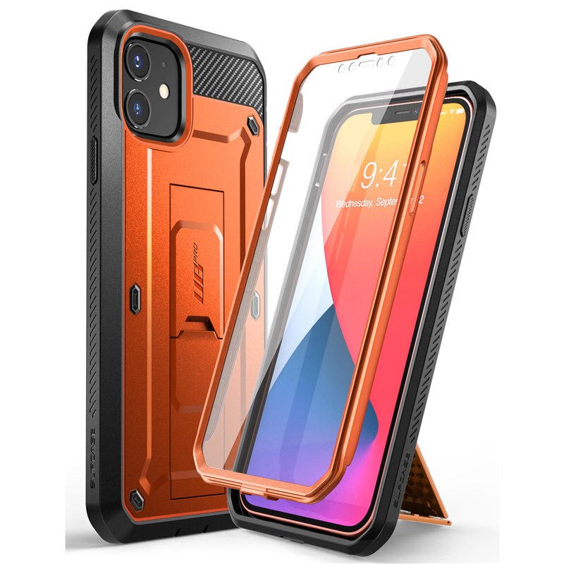 SUPCASE For iPhone 12 Mini Case 5.4 inch ) UB Pro Full-Body Rugged Holster Cover with Built-in Screen Protector &amp; Kickstand: Orange