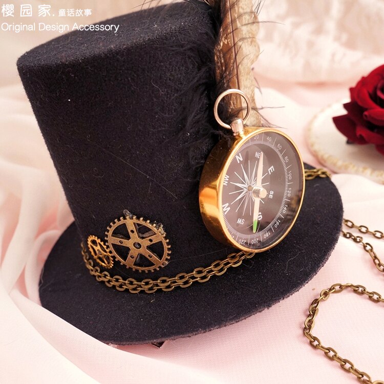 Steampunk hat feathers top hat hairpin mechanical gear clock hat hair clip retro lolita Cos