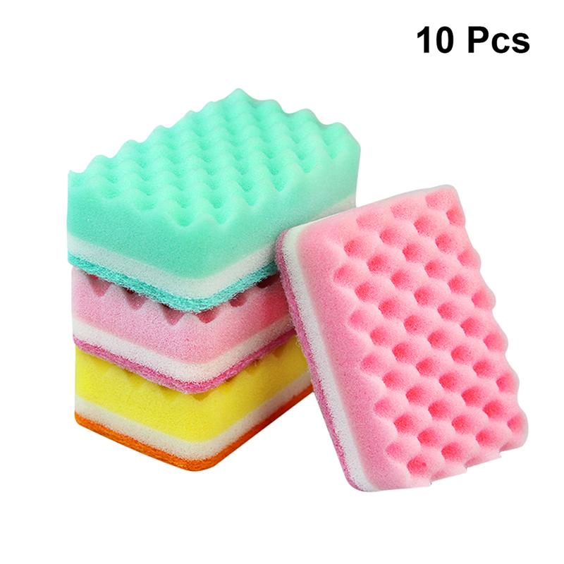 10pcs Scrub Sponge High-Density Kitchen Cleaning Pad Household Scouring Pad Dishwashing Sponge Sponge Cloth Dish Washing Sponge
