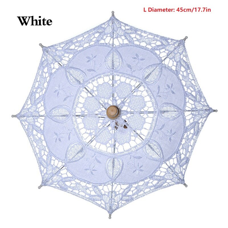 Braut Hochzeit Spitze Regenschirm Reinem Weiß Bestickt Europäischen Stil Holz Griff Hochzeit Requisiten Hochzeit Dekoration Regenschirm: 01 L 45cm