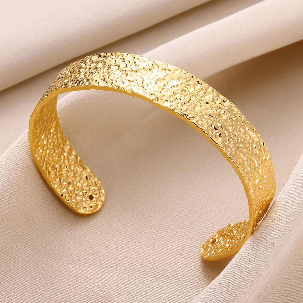 Pulseira larga irregular dobrável vintage para mulheres homens cor dourada 316l aço inoxidável pulseira geométrica moda joias presente: BANHADO EM PRATA