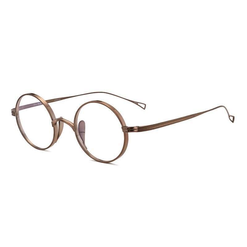 Reines Titan Brille Rahmen Männer retro Runde Brillen Frauen Myopie Optische Brillen Japanischen Handgemachte John Lennon: Bronze-