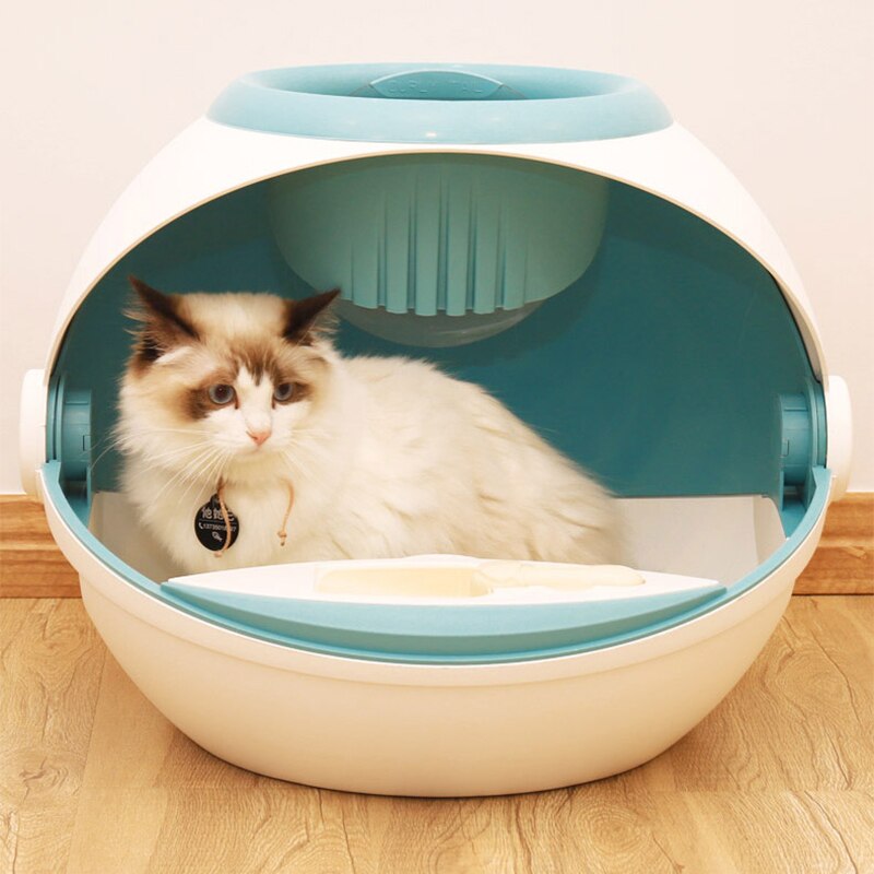 Rumkapsel kattebakke fuldstændig lukket ekstra stort katte toilet deodorant og sprøjtbar kattebakke til katte