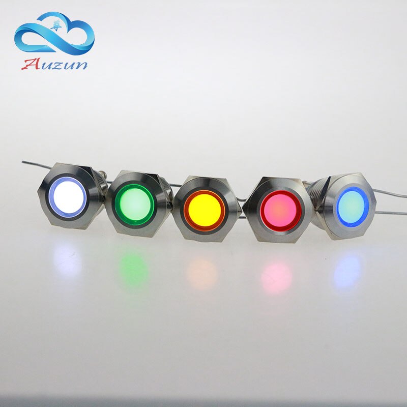 10 stk led metal indikatorlys 19 mm metal lys advarsel bil lys 3v 6v 12 v 24 v 36v 48v 220 vred grøn gul blå og hvid