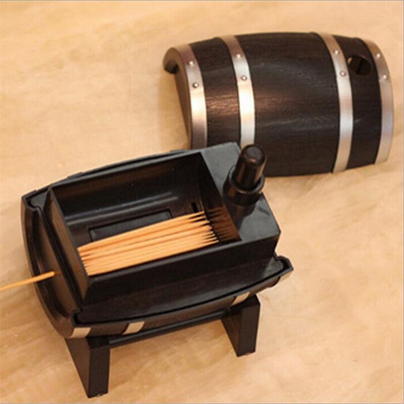 【KATEROSE Wine Barrel Plastic Toothpick Holder Unique Toothpick Box Household Daily Necessities Kitchen Supplies