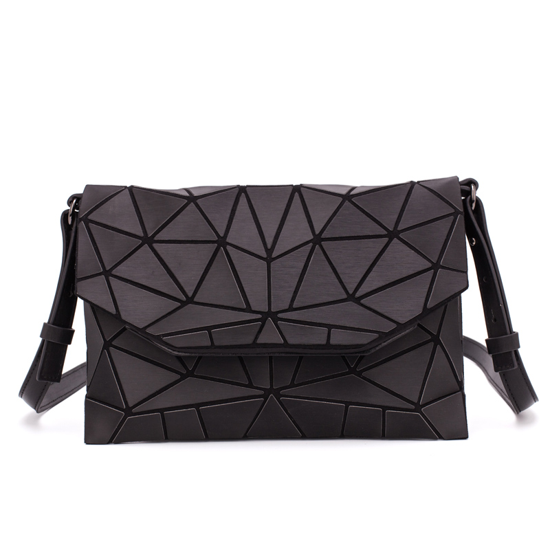 Matte Shoulder Bags Women Evening Party Bag Geometry Messenger Bag Clutch For Girls Casual Female Luminous Handbag: Black