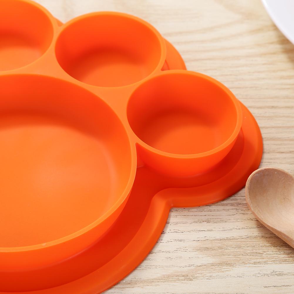 Kids Silicone Bear Paw Dinner Feeding Tableware Hanging Hole Children Bowl Bear Paw Children Dinner Plate