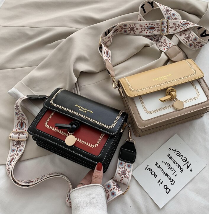 Contrast Kleur Lederen Crossbody Tassen Vrouwen Reizen Handtas Mode Eenvoudige Schouder Messenger Dames Cross Body Bag