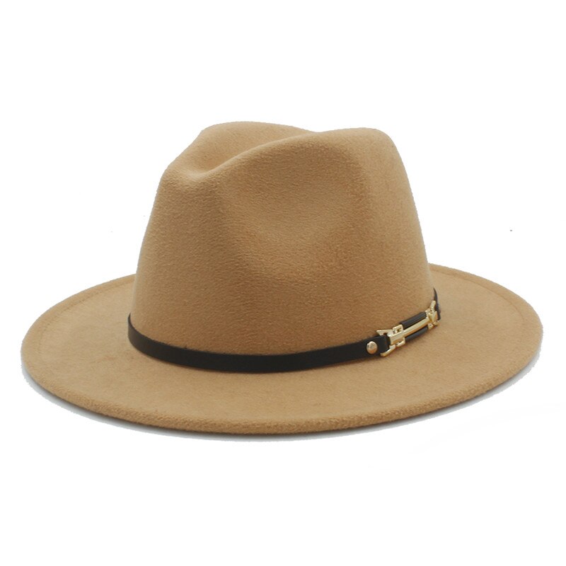 Men's Women's Wool Felt Fedora Hat Gangsters Traditional Godfather Mafia Caps Size 56-58CM: Khaiki