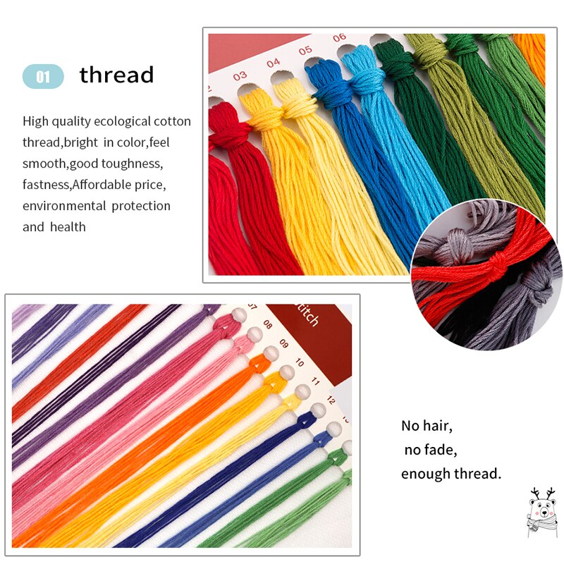 Joy Sunday Cross Stitch Kits Fabric Canvas Embroidery Kit Stamped Rabbit Animal Printed Counted Needlework Set Crafts Thread