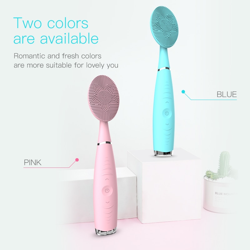 Charge Silicone Sonic Electric Facial Cleanser Handheld Facial Cleaning Device Face Cleaner Scrubber Washing Brush Instrument