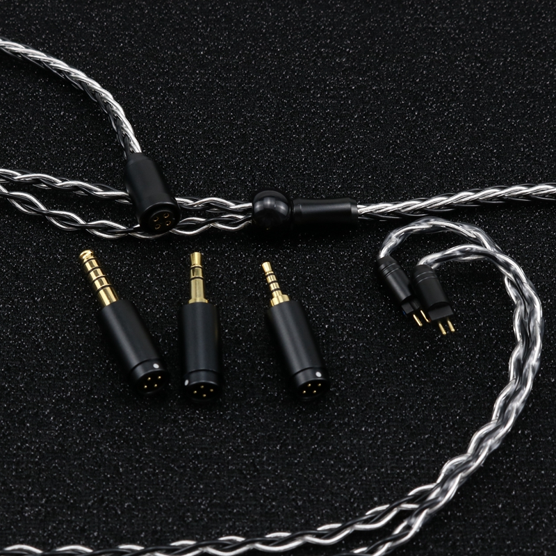 XINHS 8 Core Silver Black Silver Plated Cable Modular Cable with Replaceable Audio Plug