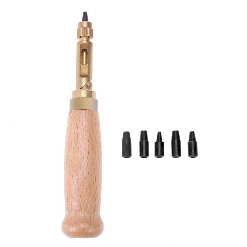 Adjustable Japanese Screw Hole Punch Bookbinding Tool,Paper Punch,Craft Punches,6 Tip Sizes 1.5,2,2.5,3,3.5,4mm,Wood Handle: Default Title