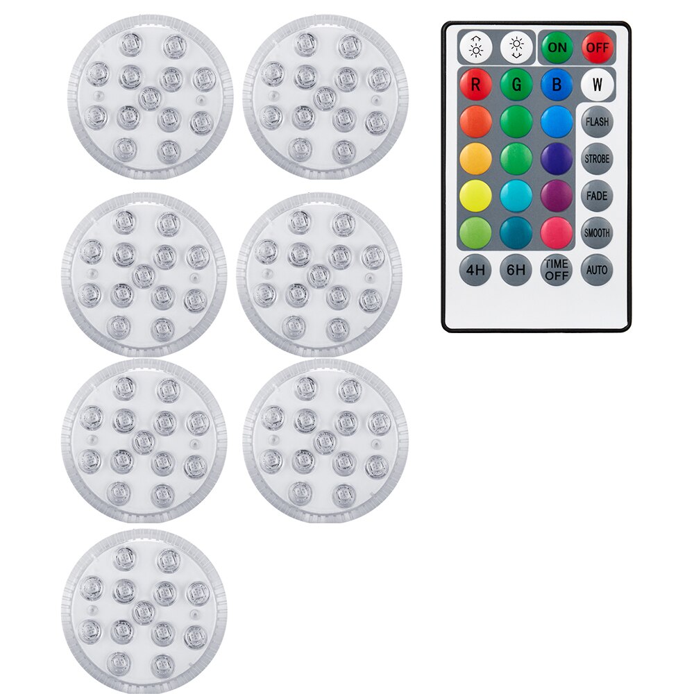 IR remote distance Magnetic Submersible 13 Led Light Outdoor Pond Fountain Vase Garden Swimming Pool Underwater Night Lamp: 1 controller 7 light