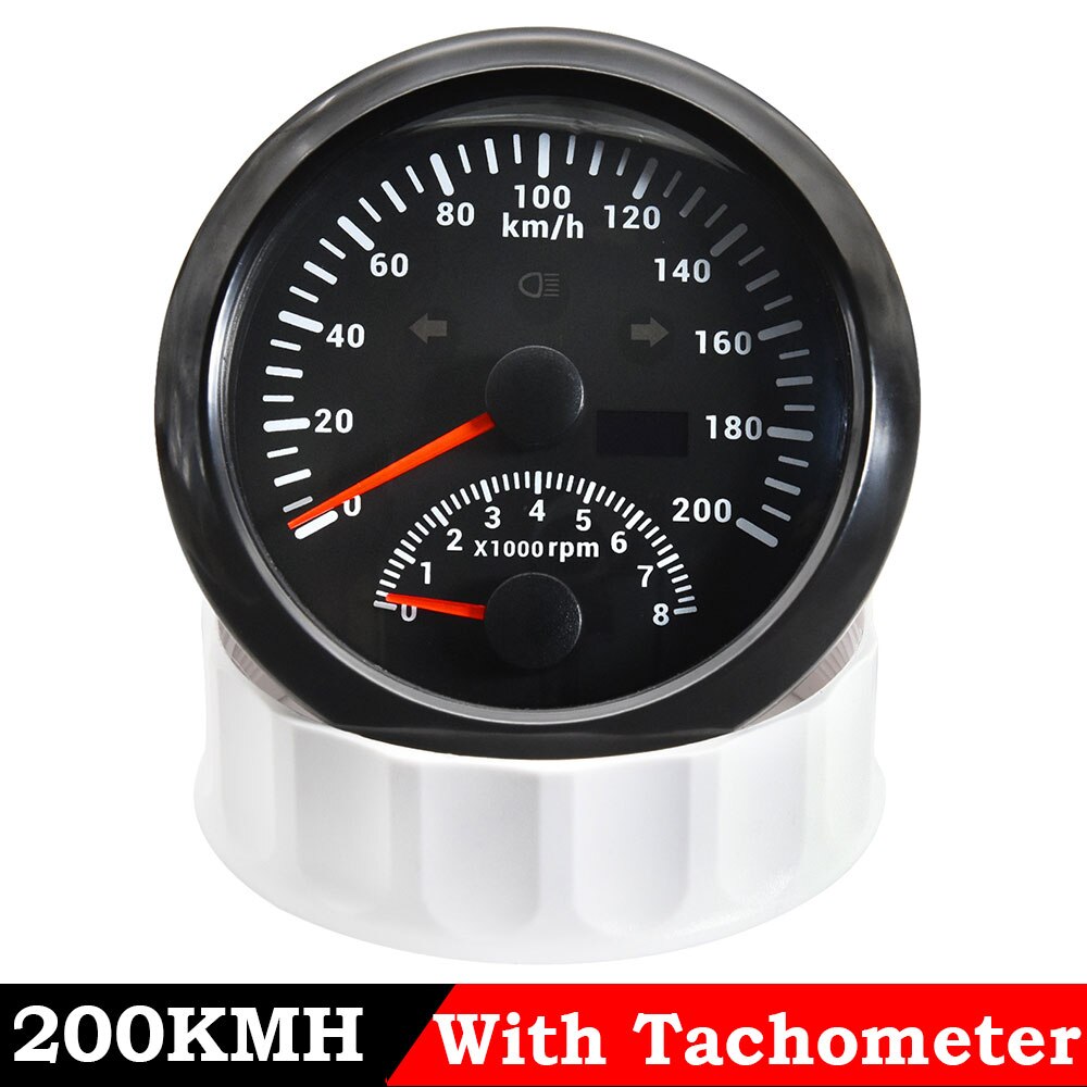 Universele 85Mm Gps Snelheidsmeter Gauge 120 Km/h 200 Km/h 200MPH Gps Speed Meter Kilometerteller Met Toerenteller 8000Rpm Met gps Antenne: 200KMH BN