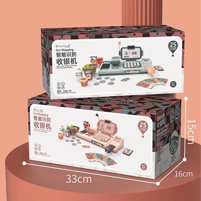 Caja Registradora de juguete para supermercado para niños, simulación de deslizamiento, cálculo, tienda de conveniencia, caja registradora