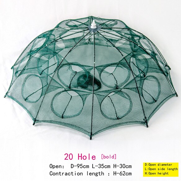 Newest Fish trap 4/6/6/12/10/16/20 Holes Automatic Folding Fishing Net Carp Shrimp Crab Baits fish Fishing Equipment: 20 Holes JC