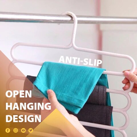 Multi-Functional 5-Layer Pants Hangers Holders Trousers Hanger Storage Rack Wardrobe Closet Organizer Clothing Hangers Space Sav