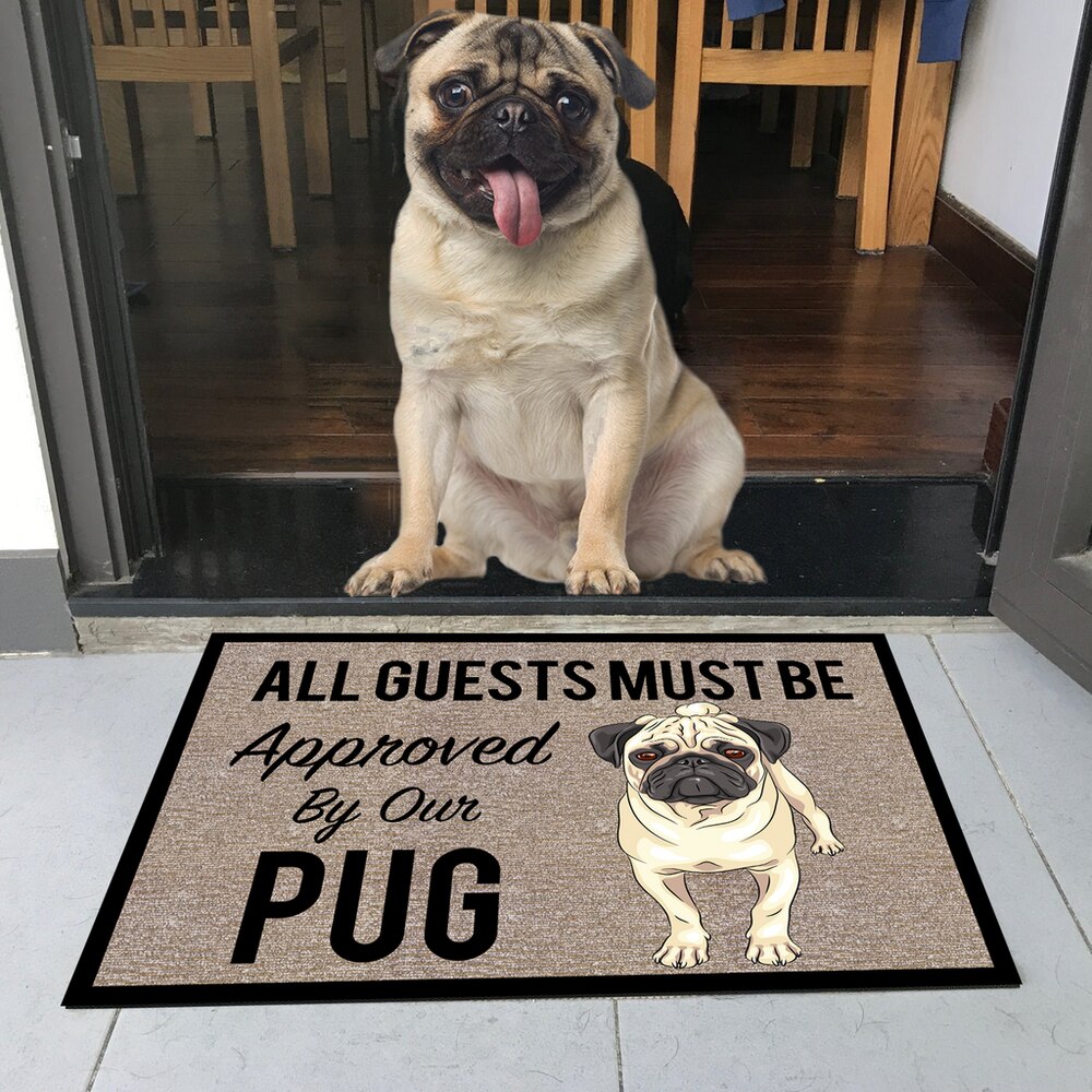 CLOOCL All Guests Must Be Approved By Our French Bulldog Doormat 3D Print Pet Dog Doormat Non Slip Floor Mat Decor