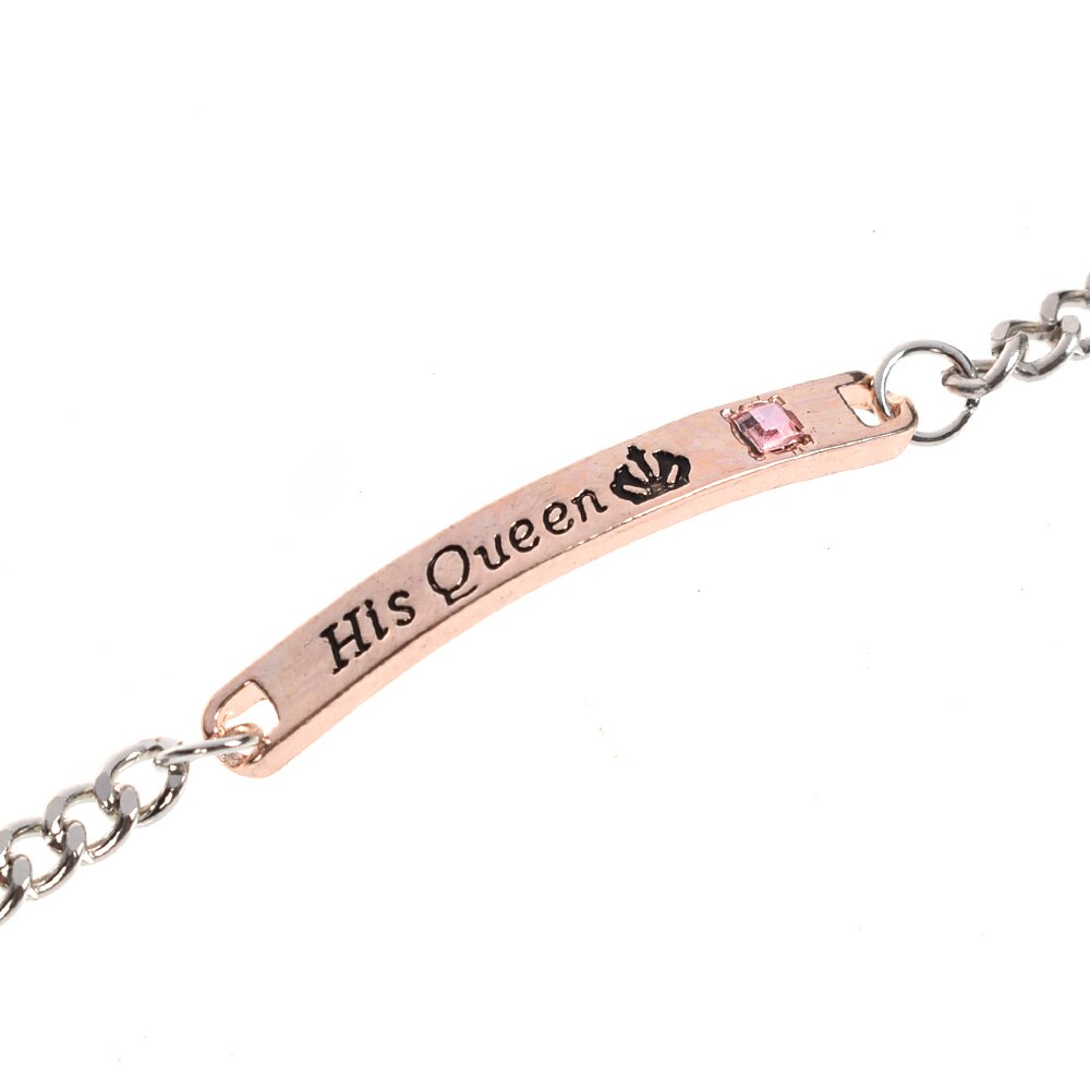 2 teile/satz Seine Königin Ihr König Schwarz Rose Gold Farbe frauen Männliche Kette Kristall Paar Armband für Männer Femmo auf Hände Schmuck