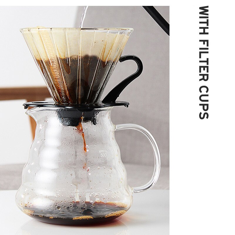 Suit V60 Pour Over Glass Range Coffee Server Carafe Drip Coffee Pot Coffee Kettle Brewer Barista Percolator Clear: coffee pot set 500ml