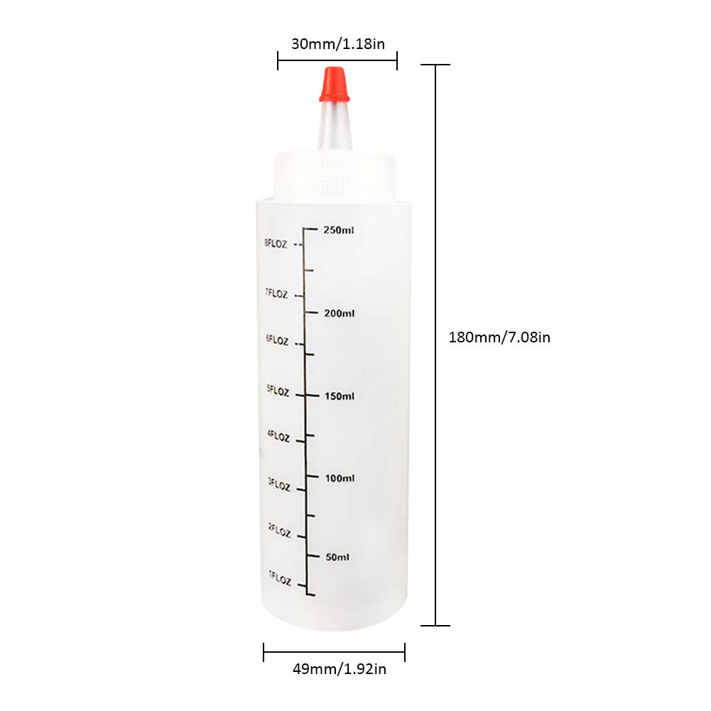 5 STUKS 250ML Plastic Naald neus Fles Met schaal Squeeze Fles Met Lekvrije Cap Saus Fles salade Fles Squeezable Fles