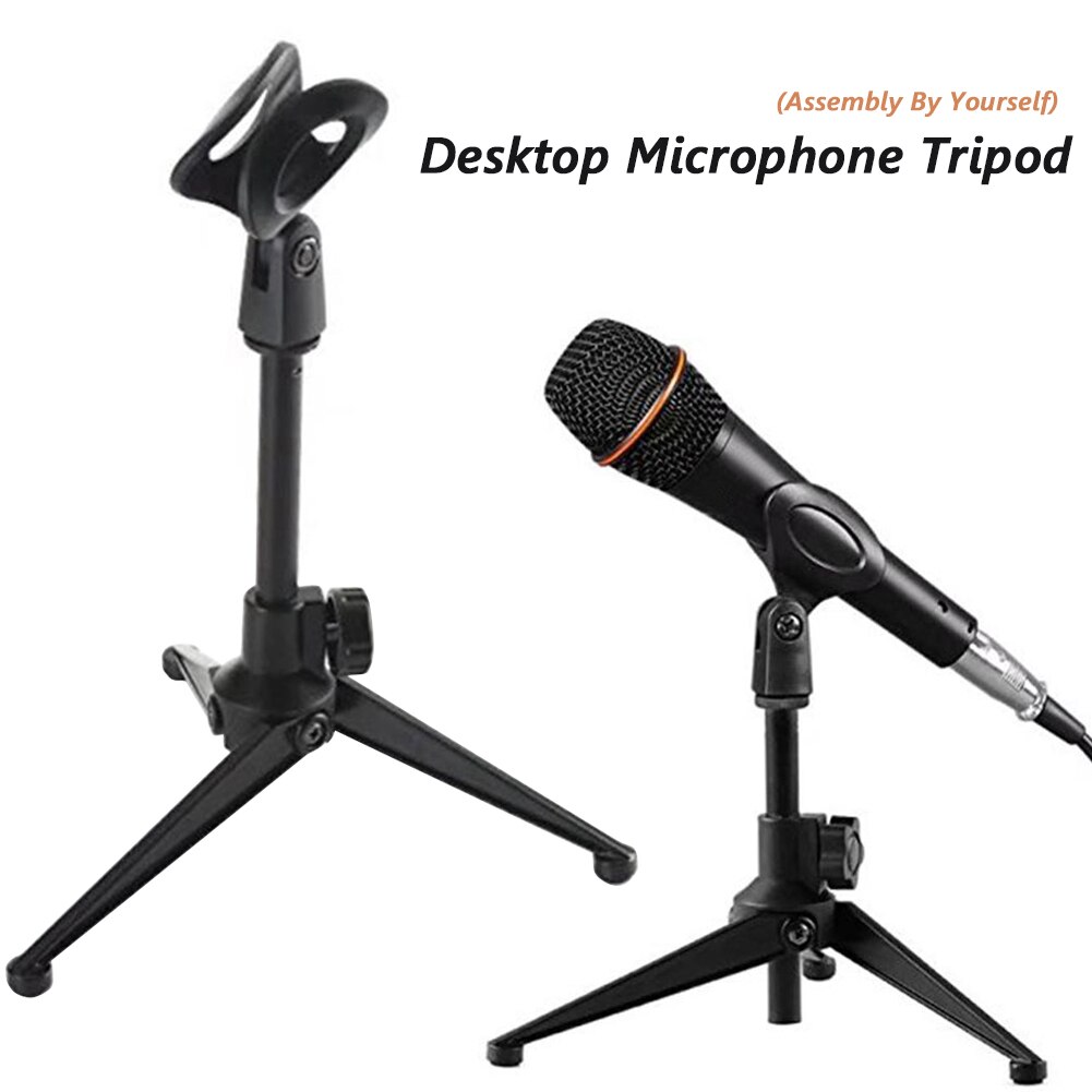 Foldable Desktop Microphone Tripod Height Adjustable Karaoke Stand with Mic Clip Suspension Boom Scissor Arm Stand