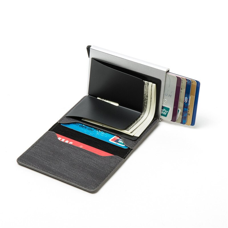 Mini Cartera de aluminio de Metal para hombre y mujer, tarjetero inteligente Rfid