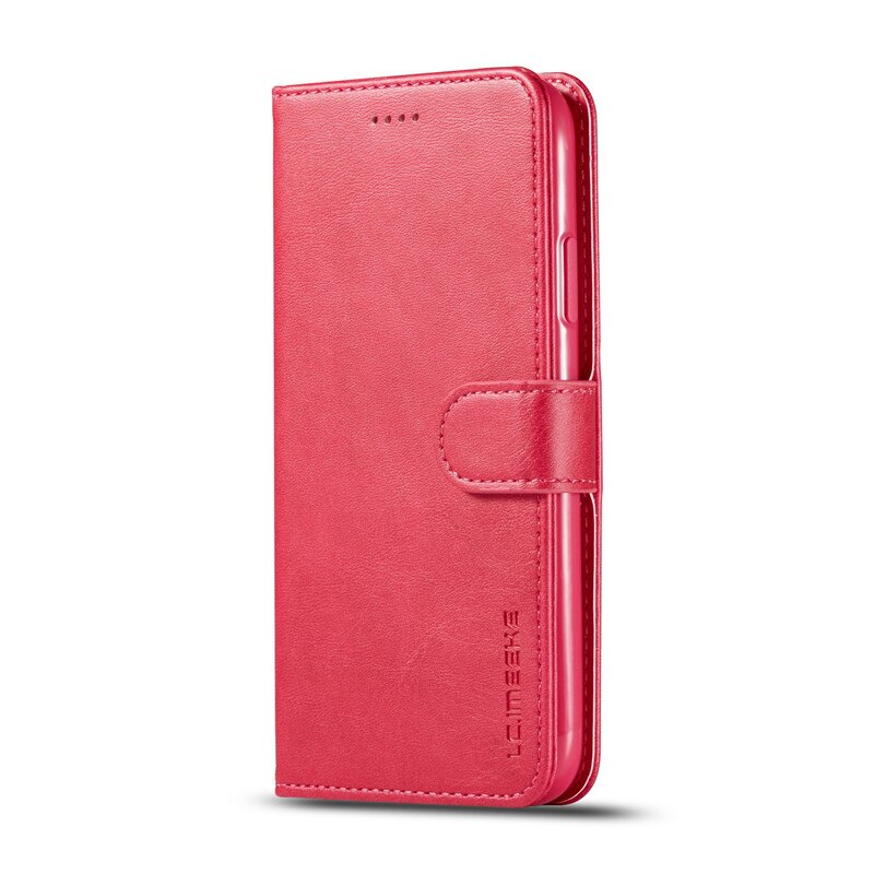 Funda de cuero con tapa para iPhone 6s, carcasa con soporte, para Apple iPhone 6 Plus: For iPhone 6 Plus / Rojo rosado