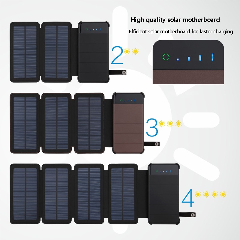 Cargador solar plegable, Banco de energía, panel Solar, batería sunpower de 30000mah, células solares para exteriores, paquete de batería solar externa