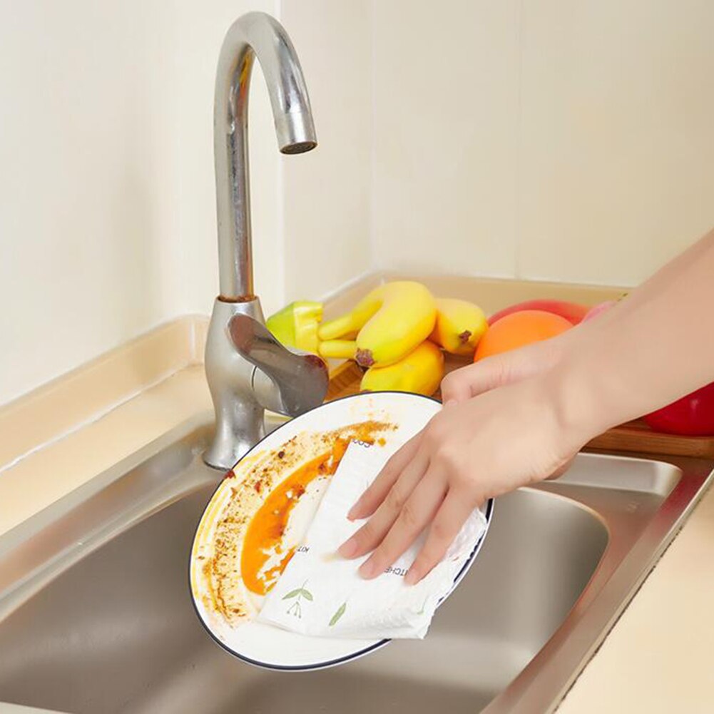 1 Roll Portable Restaurant Kitchen Disposable Non-woven Towel Wet Dry Use Cleaning Rag Dish Cloth