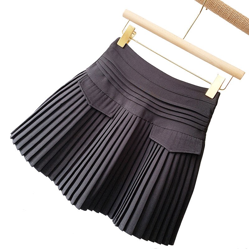 Jupe plissée blanche pour femmes, nouvelle , jolie jupe de Tennis, Style collégien, tempérament jeune, Slim, courte: Black / L
