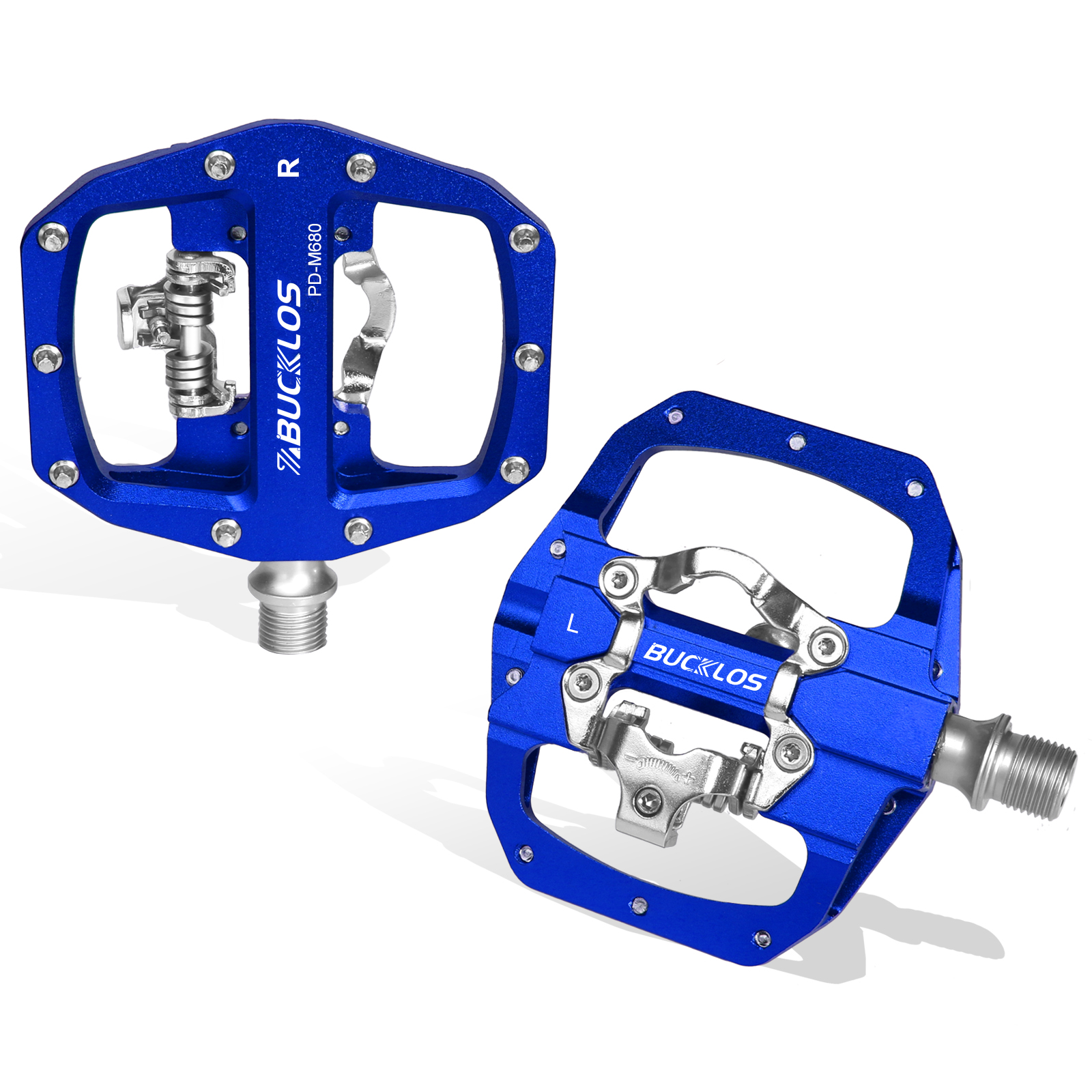 BUCKLOS Pedals Contact MTB Bike Cleat Pedal Flat Dual Function Mountain Bike Pedal Fit SPD System Bearing Bicycle Platform Pedal: Red