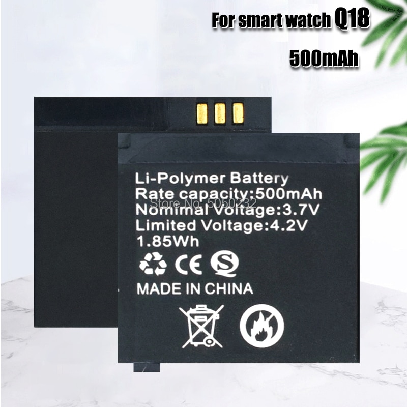 4-20Pcs Q18 Smart Horloge 2 Stuks 3.7V Oplaadbare Li-Ion Polymeer Batterijen 500mA Lithium Li-Po batterij Smartwatch Vervangen