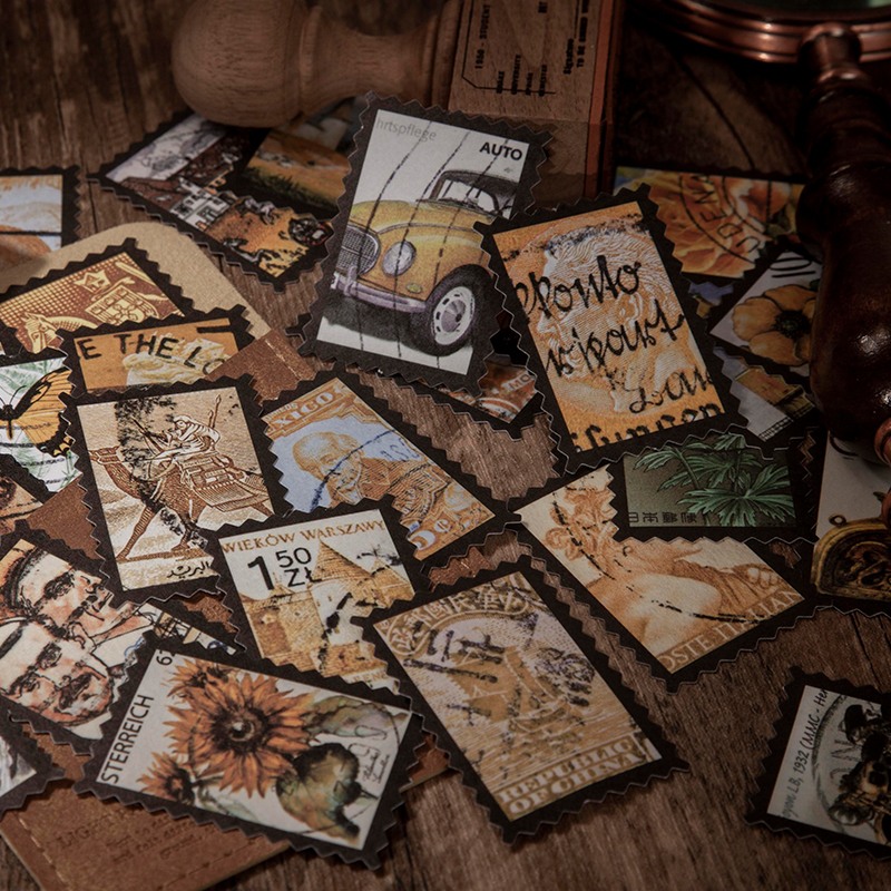 Sellos Vintage nostálgicos de los tiempos, paquete de pegatinas de papel Washi, diario de chatarra, etiqueta decorativa, álbum de recortes