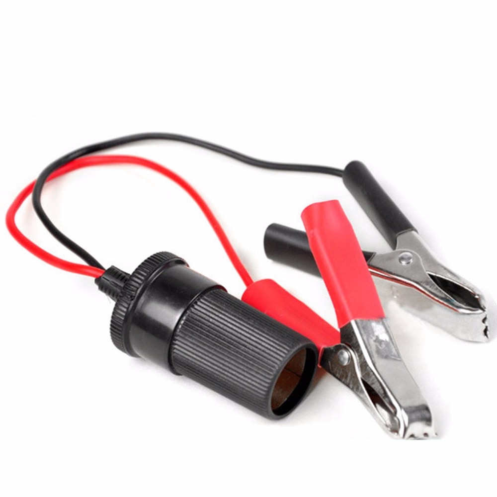 Car Battery Pump Alligator Clip Charger Cable Terminal Clip-on Cigarette Lighter Power Socket Adapter Adaptor 12V