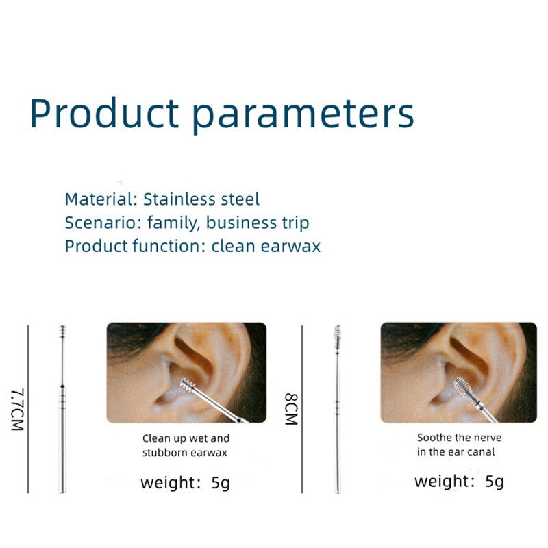 6pcs Ear Cleaner Earwax remover Tool Ear Cleaning Wax Removal Health Ear Care Ear pick Cleaning Ear Cleanser Spoon Earpick