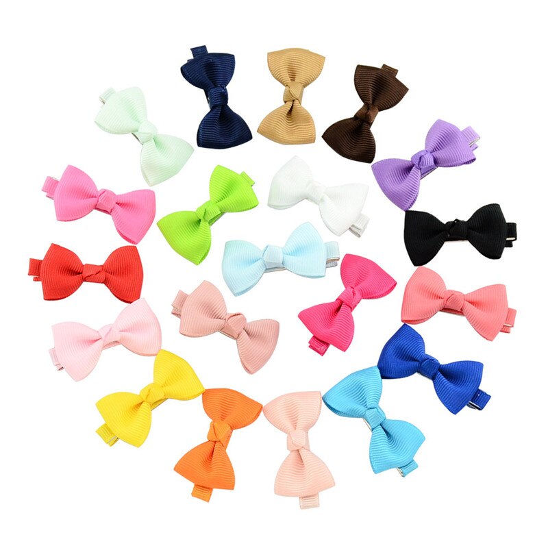 10 Pcs Mini Bow Tie Hair Clip Small Sweet Solid Ribbow Bow Safety Hair Clips Kids Hairpins Accessories