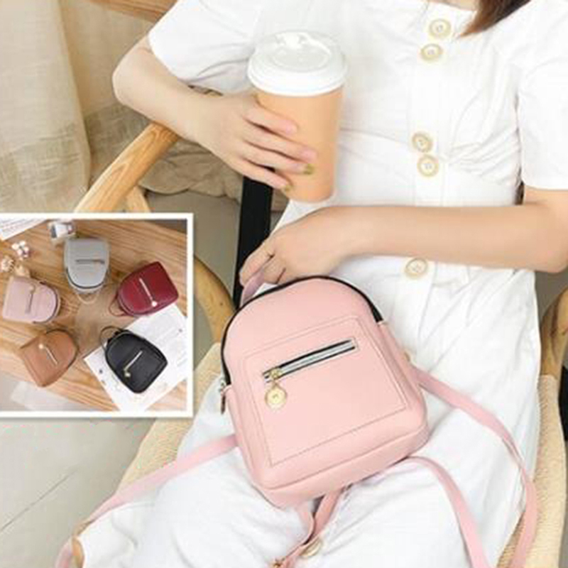Mochila pequeña multifunción de tacto suave para mujer, bolso de hombro femenino, monedero negro, de ,