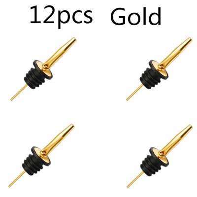 12 Stks/set Wijn Fles Schenker Stopper Rvs Wijn Liquor Geest Schenker Free Flow Wijnfles Schenktuit Stopper Bar tool: 12pcs Gold