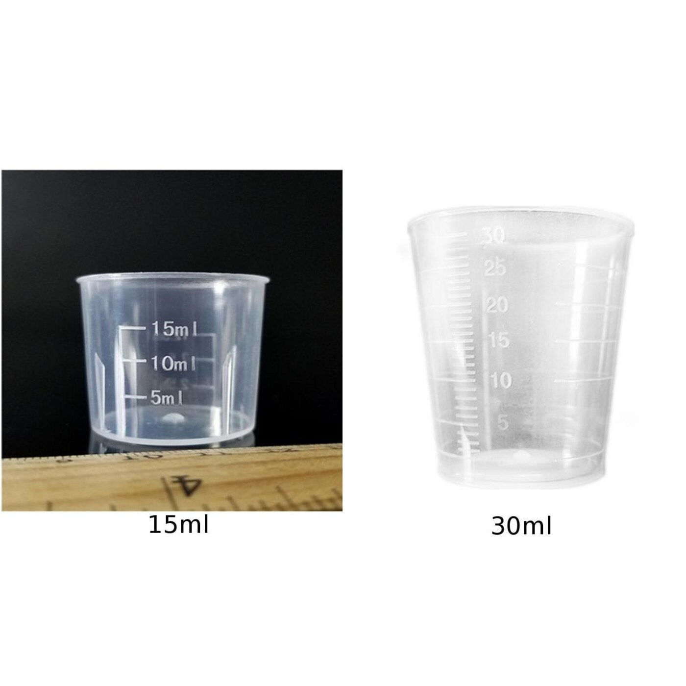 10Pcs 15/30ml Medicine Lab Measuring Measure Cups Plastic Liquid Scale Cup Jar