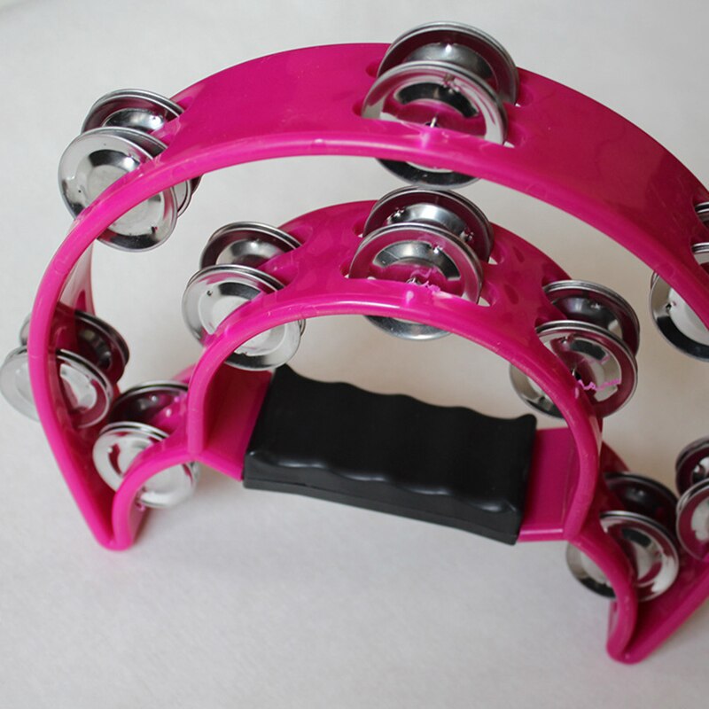 Pandereta de percusión para instrumentos musicales, campana de mano compacta de media luna, tambor KTV, pandereta Orff, 1 ud.