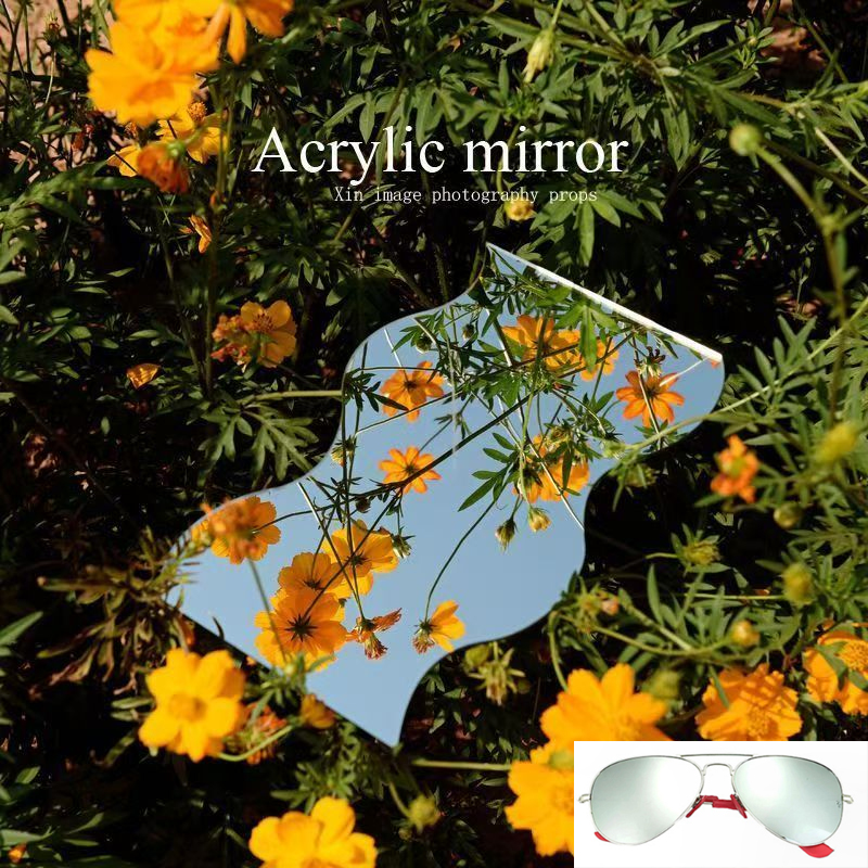 Outdoor mirror for taking photos, outdoor round mirror, frameless hand-held selfie mirror, makeup lens: WHITE