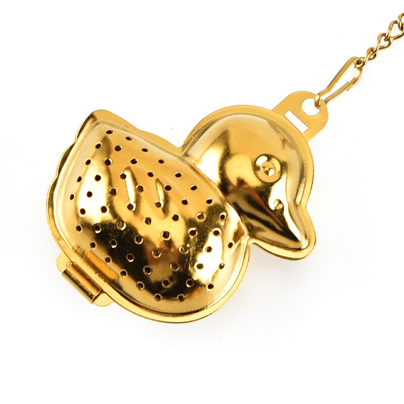 1PC Tea Infuser with Metal Ring for Loose Tea Tea Ball In Mail Box for Safe 18/8 Stainless Steel with Golden Plating: Duck