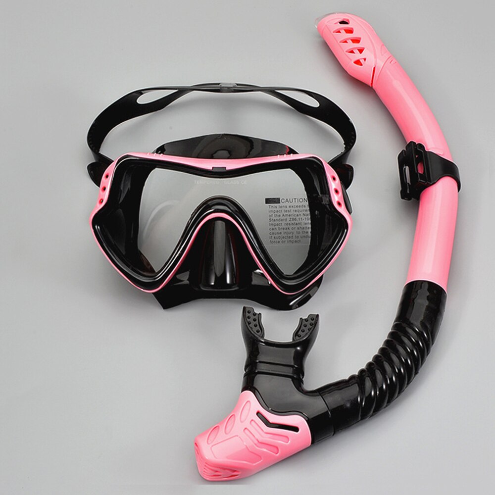 Snorkel Diving Mask and Goggles Glasses Diving Swimming Easy Breath Tube Set Snorkel Mask Snorkels: A Black Pink