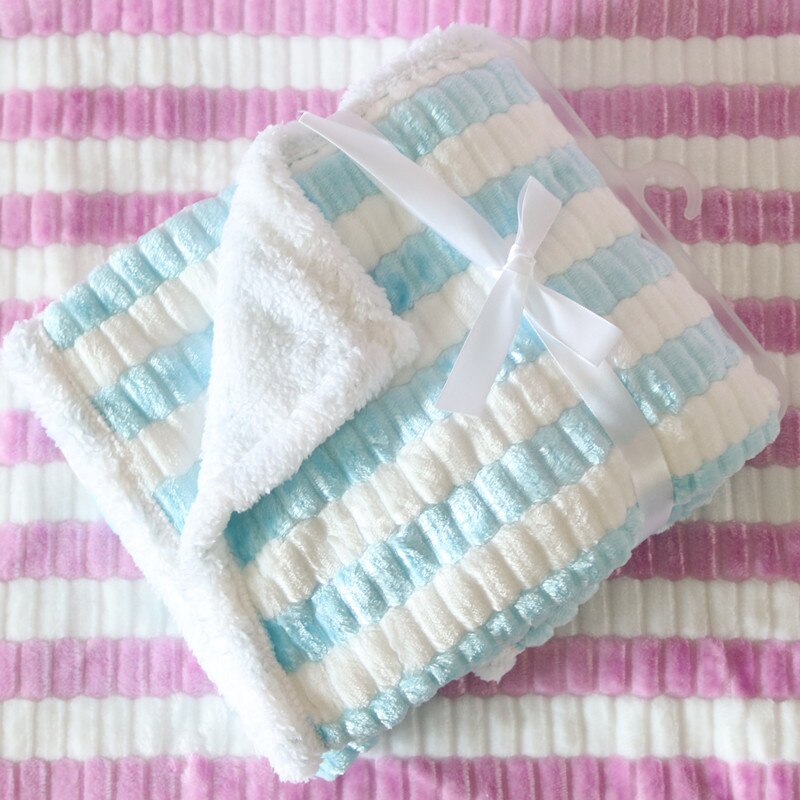 Mantas de franela 3D para bebé recién nacido, conjunto de ropa de cama sólida, funda para cochecito infantil, manta para niño y niña: Blue