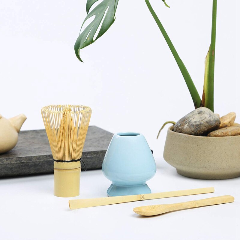 Matcha gardeset bamboe matcha theeset  of 4 inclusief 100- punts matcha garde (chasen), traditionele maatschep (chashaku), theeschep
