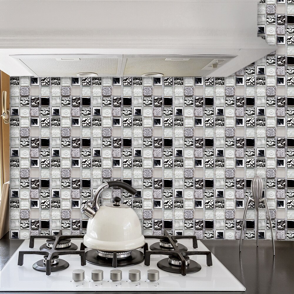 Mosaic Tile Stickers Glossy Wall Tile Transfers Stickers For Kitchen Bathroom Floor Furniture Renovation Decals Vinyl Wallpaper